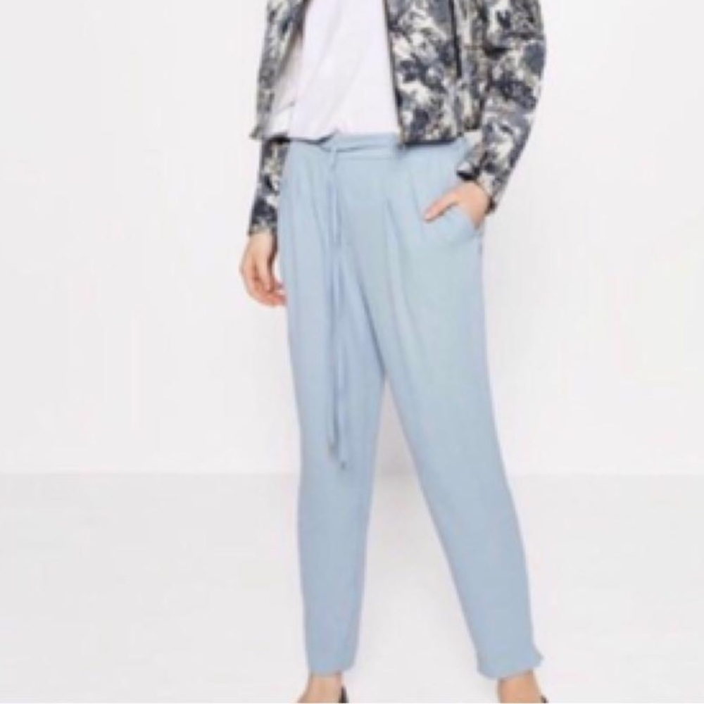 Zara Light Blue Joggers with pockets and draw string.